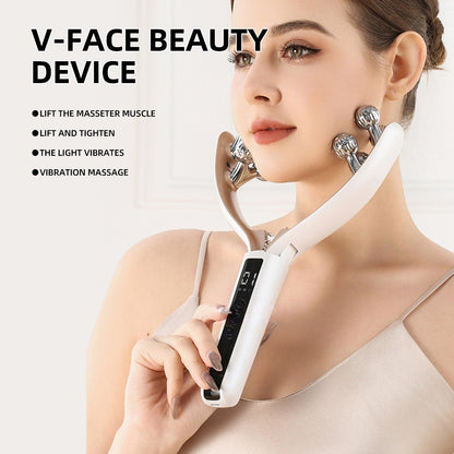 Microcurrent V-Roller Massager, Red & Blue Light Face Lifting Device